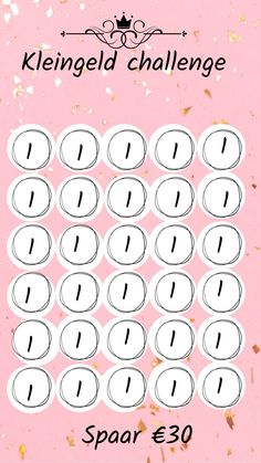 a pink background with white circles and the words kleined challenge written on it