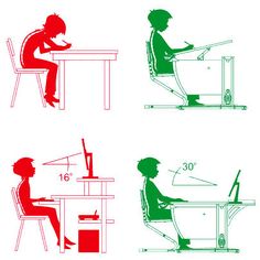 four different silhouettes of people sitting at desks with computers and laptops in front of them