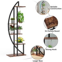 a wooden shelf with plants on it and instructions to make it look like an indoor planter