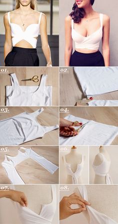 how to make a crop top from an old t - shirt or tank top with cutouts