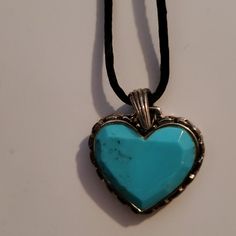 Nwt: Barse Sterling Silver Turquoise Heart Necklace Smoke Free And Pet Free Home Casual Heart Pendant Necklace For Valentine's Day, Casual Heart Pendant Jewelry For Valentine's Day, Casual Valentine's Day Heart Pendant Jewelry, Casual Heart Necklace With Heart Pendant, Casual Heart Pendant Necklace Gift, Heart-shaped Turquoise Necklace As Gift, Casual Handmade Heart Necklace, Casual Heart-shaped Necklace For Gift, Turquoise Heart Necklace