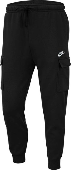 From the gym to the street, the Nike Men’s Sportswear Club Fleece Cargo Pants are the ultimate addition to your athletic wardrobe. Soft, brushed fleece fabric delivers incredible, all-day comfort, while multiple cargo pant inspired pockets offer plenty of storage space for your stuff. Fit & Design: Loose fit cargo pants Soft, brushed fleece fabric offers a warm, comfortable feel Multiple side cargo pockets provide plenty of secure storage Cuffed ankle hem delivers a jogger inspired look Elastic Nike Men Outfit, Mens Joggers Outfit, Nike Street Style, Nike Sweatpants Mens, Nike Clothes Mens, Champion Clothing, Fit Cargo Pants, Hype Clothing, Black Jogger Pants