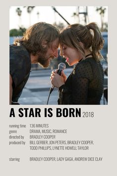 a poster for a concert with a man and woman singing into a microphone, the words a star is born on it