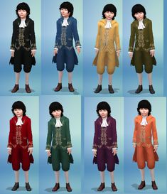 six different styles of clothing for females with short hair and black hair, all in various colors