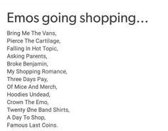 an advertisement with the words emos going shopping