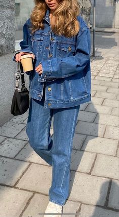 Jeans Trend, Denim Jacket Outfit, Matilda Djerf, All Jeans, Double Denim, Looks Street Style, Outfit Look, Mode Inspo, 가을 패션