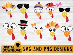 thanksgiving turkey svg and png designs