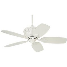 a white ceiling fan with four blades