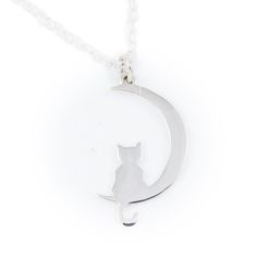 Sterling Silver Cat and Moon Charm Necklace
 #ncartist #beautifulday #simplebeautiful #youarebeautiful #artisanjewelry #cloverleafjewelry Cheap Silver Cat Design Charm Necklace, Cheap Silver Charm Necklace With Cat Design, Affordable Silver Charm Necklace With Cat Design, Cat And Moon, Beautiful Gold Necklaces, Sterling Silver Cat, In The Moon, Silver Cat, Cat Pendants