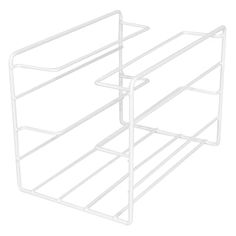 a white shelf with two shelves on each side