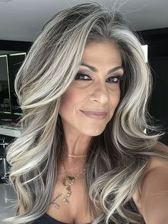 Long Hair With Highlights, Brunette Hair Styles, Hair With Highlights And Lowlights, Styles For Women Over 50, Long Hair Highlights, Long Brunette Hair, Hair With Highlights, Beautiful Gray Hair, Straight Blonde Hair