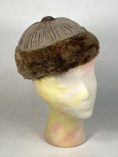 Vintage 1950's light brown wool knit & fur toque hat with bullion ornament top | eBay Vintage Beige Hat, Vintage Fur Felt Hat For Winter, Vintage Winter Fur Felt Hat, Vintage Beige Hat For Winter, Vintage Brown Fur Felt Hat, Vintage Winter Beanie Hats, Vintage Winter Hat, One Size, Vintage One Size Winter Hat, Vintage One-size Winter Hat