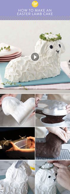 how to make a fluffy lamb cake with icing and flowers on the top layer