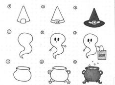 the instructions to draw a cartoon character for halloween