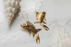 Mauryan Empire, Wire Clasp, Fish Earrings, Golden Fish, Metal Fish, Nickel Free Jewelry, Traditional Earrings, Ear Wire, Ear Wires