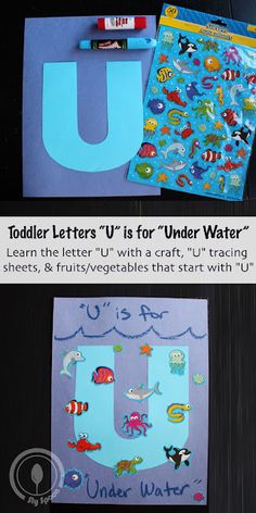 the letter u is for under water and it's made out of construction paper