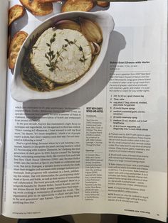 an article in the food and drink magazine about baked cheeses with tartare