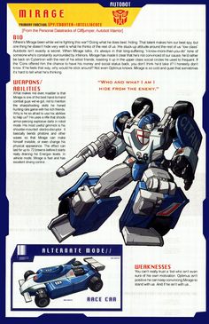 Transformers Universe - Gallery: G1 Mirage Transformers Names, Transformers Armada, Transformers Animated, Transformers Cybertron, Transformers Decepticons, Transformers Robots