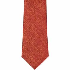 Gentlemen, this tie elevates the classic solid color look. This modern burnt orange tie features a textured crosshatch pattern in a slightly lighter (and complementary) shade. Our customers are wearing this one to the office and for weddings. For up-to-date style, wear it with a navy blue or gray suit; you won't regret it! Here's what you're getting with this tie. It's made from an equal blend of cotton and silk. The fabric is woven and heavyweight, which is great for achieving that perfect tie Orange Formal Suit And Tie Accessories, Rust Orange Tie Wedding, Elegant Orange Tie For Business, Classic Orange Tie For Business, Burnt Orange Floral Tie, Orange Standard Tie For Business, Classic Orange Ties For Business, Orange Business Tie, Orange Standard Business Tie