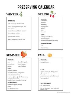 a printable calendar for the winter and fall months with images of fruits, berries, and leaves