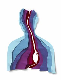 a paper cut out of the shape of a person's head and torso with colorful lines on it