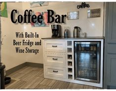 coffee bar with built - in beer fridge and wine storage for sale at the store