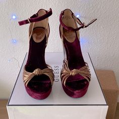 Super Sexy Platforms!! I Don’t Wear Heels That Much Anymore And I Never Wore These! Brand New! Burgundy Synthetic Heels For Party, Burgundy Synthetic Party Heels, Purple Platform Heels For Party, Purple Ankle Strap Heels For Night Out, Purple Synthetic Heels For Evening, Chic Purple Heels For Night Out, Chic Purple Heels For A Night Out, Purple Synthetic Evening Heels, Pretty Shoes Sneakers