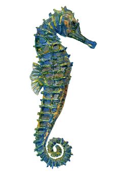 a painting of a sea horse on a white background