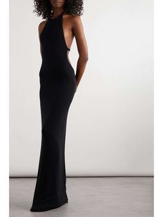 SAINT LAURENT Open-back stretch-jersey halterneck maxi dress | NET-A-PORTER