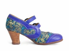 If life is a garden party, The Operetta Marcellos are like a string quartet playing beautiful music in the afternoon breeze. Inspired by a vintage Fluevog sandal that we crafted into a closed-toe mary jane, these uppers are made from smooth leathers or jacquard with comfortable double straps and painted buckles. Perfect for any warm-weather gathering, its elegant heel adds an extra touch of melodious enchantment. Your love makes me sing.  Custom digitally printed leather with smooth and patent l Vintage Adjustable Sandals For Spring, Summer Mary Janes With Leather Sole, Spring Vintage Ankle Strap Mary Janes, Vintage Ankle Strap Mary Janes For Spring, Retro Heels With Leather Sole For Spring, Spring Mary Janes With Leather Sole And Closed Toe, Spring Low Heel Mary Janes With Leather Sole, Spring Mary Janes With Removable Insole And Almond Toe, Spring Mary Janes With Leather Sole And Low Heel