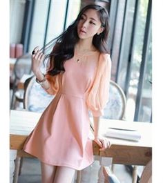 Korean Fashion Princess Sleeve Chiffon Dress Venus Swimwear, Three Quarter Sleeve Dresses, Cute Short Dresses, Venus Dresses, Wattpad Romance, Cheap Wedding Dress, Online Dress Shopping, Bad Boy, Women Dress