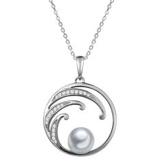 Pearl Wave of Love Pendant Pendant Island by Koa Nani Freshwater Pearl Elegant White Gold Wavy Jewelry, Elegant Wavy White Gold Jewelry, Elegant Wavy Silver Jewelry, Tidal Waves, Flow Of Life, Tidal Wave, Love Pendant, Peacock Green, Akoya Pearls