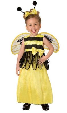 GIRLS TODDLER HONEY BUMBLE BEE HALLOWEEN COSTUME 1T-2T LF1037T Description   HONEY BEE COSTUME Bee stripe dress with bow, an antennae headband with bow and bee wings Size 1T-2T LF1037 BRAND NEW AND FROM A SMOKE FREE ENVIRONMENT Honey Bee Costume, Antennae Headband, Honey Bee Theme, Bumble Bee Costume, Toddler Costumes Girl, Yellow Striped Dress, Headband With Bow, Bee Wings, Bee Costume