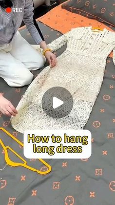 How To Folding on Instagram: "How to hang long dress when your closet doesn’t have a long clothing area😁#hang #foldinghacks #organizedhome #dresshack #fyp" How To Hang Long Dresses, Hanging Dresses In Closet, How To Fold A Dress, How To Hang Long Dresses In Closet, How To Hang Dresses, Dress Hanging Ideas, Nature Reels, Hanging Ideas, How To Hang