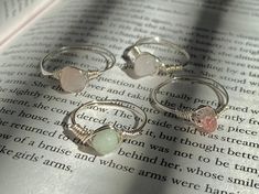 Handmade wire wrapped rings made with semi-precious gemstone. Crafted with silver anti-tarnish wire, dm me on insta if you want gold wire instead!! Every ring is unique, and size of stones vary. Available in US sizes 2-15! Rings are made to order! - handmade with love <3 - perfect handmade gift for someone! - eco friendly packaging - orders of 2+ come with a free sticker - feel free to dm me with any questions on insta: @ringsbycami_ - thank you for shopping small :) Crystal Wire Rings, Aesthetic Rock, Rings Chunky, Rings Wire, Rings Crystal, Wire Jewelry Rings, Rock Rings, Wrapped Rings, Rings Etsy