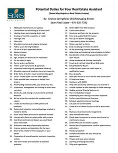 the contents of a real estate agent's checklist are shown in this document