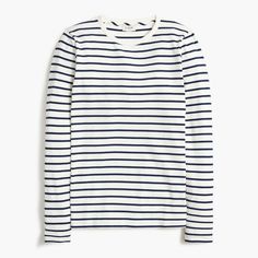 Long-sleeve striped everyday tee Fall Winter Fashion Trends, Fall Suit, Striped Long Sleeve Shirt, T-shirts & Tank Tops, Tees For Women, Matching Family Outfits, Tops Fall, Knit Tees, Winter Outfits Women