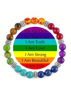 1pc 7 Chakra Reiki Healing Bracelet Yoga Balance Energy Beads Lose Weight Bracelets Colorful    Stone     Women Fashion Jewelry, size features are:Bust: ,Length: ,Sleeve Length: Solar System Bracelet, Chakra Heilung, Reiki Healing Crystals, Les Chakras, Crystal Healing Bracelets