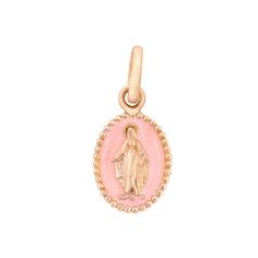 Gigi Clozeau - Madone Baby Pink Resin pendant, Rose gold Rose Gold Oval Pendant Necklace With Charms, Luxury Enamel Oval Pendant Jewelry, Luxury Oval Pendant Enamel Jewelry, Elegant Rose Gold Enamel Necklaces, Elegant Rose Gold Enamel Necklace, Oval Rose Gold Charms Jewelry, Pink Gold Pendant Jewelry With Charms, Rose Gold Oval Necklaces With Charms, Rose Gold Oval Charms Necklace