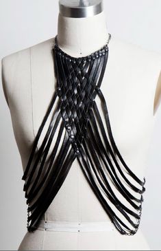 Macrame Dress, Body Harness, Leather Harness, Dark Fashion, Leather Jewelry, Leather Accessories, Spooky Season, Leather Craft