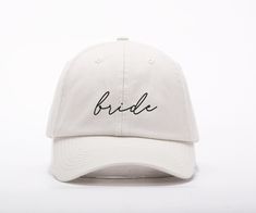 Bachelorette Party Bride Dad Hat with Veil, Bridal Shower Hat, Bride Hat with Veil, Bride Dad hats, Wifey Hat, Honeymoon Hat Hen Party You are sure to make a statement with this super cute Bride Dad hat  Planning the bachelorette party love the font but want it to say something else?? Just message us we can flawlessly create a custom listing just for you!! ✷ Baseball Hat : Hat with BRIDE embroidered in metallic gold l in the front and a detachable white Veil ✷ Material : 100% Cotton Gift Bachelorette Party, Matching Hats, White Veils, Bride Hat, Bachelorette Party Bride, Gifts Bridesmaid, White Bride, Bachelorette Party Gifts, Embroidered Hats