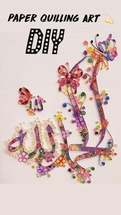 the word joy is made up of beads and butterfly shapes on a white background with butterflies