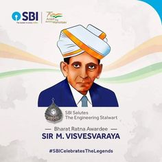 On his birthday, SBI pays tribute to Sir M. Visvesvaraya, the first Indian Civil Engineer and a great statesman. In his honour, his birthday is observed as Engineers' day. #SBICelebratesTheLegends #AmritMahotsav #MVisvesvaraya #EngineersDay M Visvesvaraya, Engineers Day, Civil Engineer, Civil Engineering, Engineering