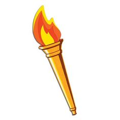 a yellow torch with red and yellow flames on it's tip is shown against a white background