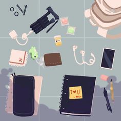 an image of various items that are on the table with it's contents spread out