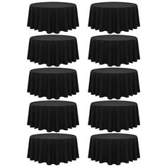 six black round tablecloths on top of each other