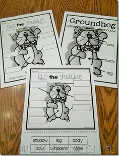 three worksheets for the groundhog