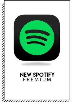 the new spotify premium logo is displayed on a white background with black and green lines