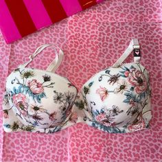 Victoria's Secret Dream Angels Lined Demi Bra Lace Floral 36d Brand New Color: Ivory With Multi Colored Flowers Lilac Purple, Gray Body Lace Back Detail Adjustable Straps Back Hook Closure Colorful Floral Printed Lined Demi Style Satin Feel Cups Lace Trim Detail "This Dreamy Demi Is Even More Heavenly, With Softer Memory Fit Lining That Conforms To Your Curves, A Smoothing U-Shaped Back And Stretchier Lace Sides For A Flawless, Ultra-Comfy Fit." Vs From No Pet No Smoke House Flowers Lilac, Body Lace, Multi Colored Flowers, Lace Side, Bra Lace, Colored Flowers, Demi Bra, Lilac Purple, Purple Gray