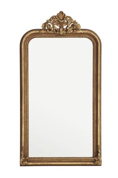 an ornate gold framed mirror on a white background